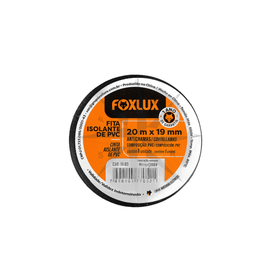 FITA ISOLANTE DE PVC (PRETA) 20m x 19mm