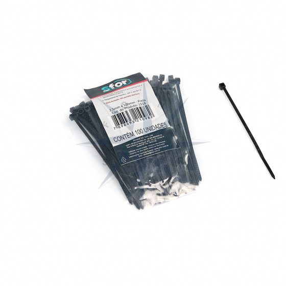 ABRAÇADEIRAS DE NYLON PRETA 2,5mmx100mm 100UN